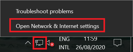 windows open network and internet settings