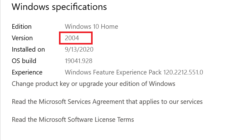 windows about specifications