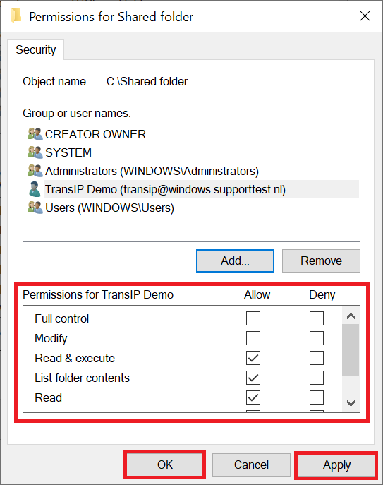 windows explorer change folder permissions