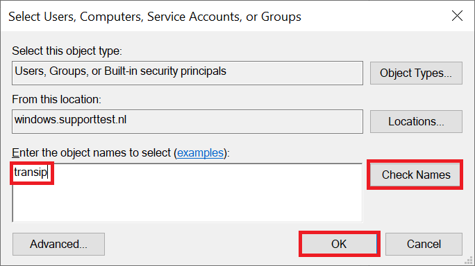 windows select users computers accounts groups